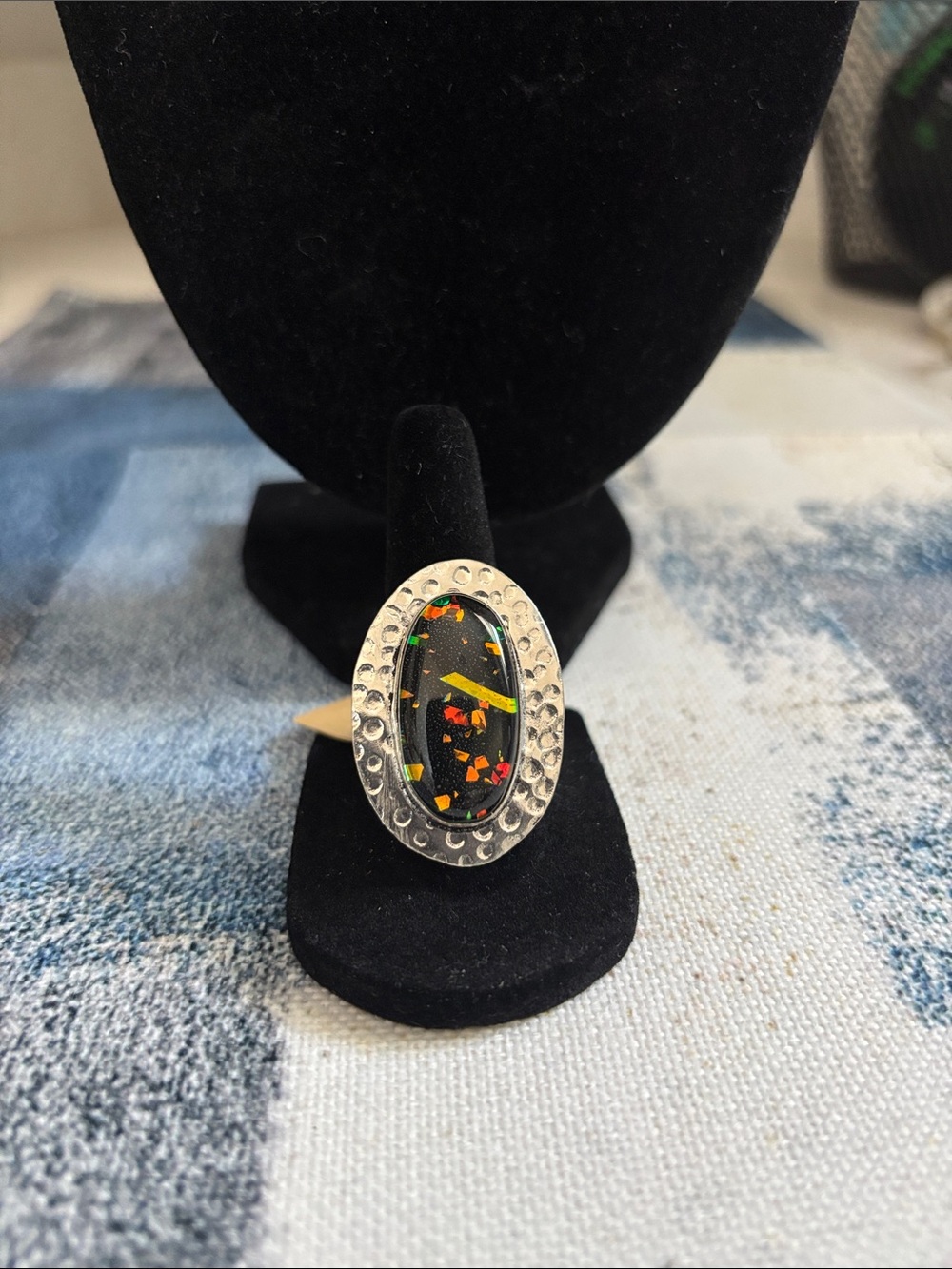 Sterling Silver Doublet Opal Gemstone Ring Size 7